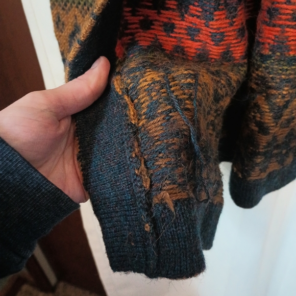 The Alpaca Connection Colorful Nordic Cardigan XL Peru 90s Folklore Boho Cabin - Picture 10 of 16